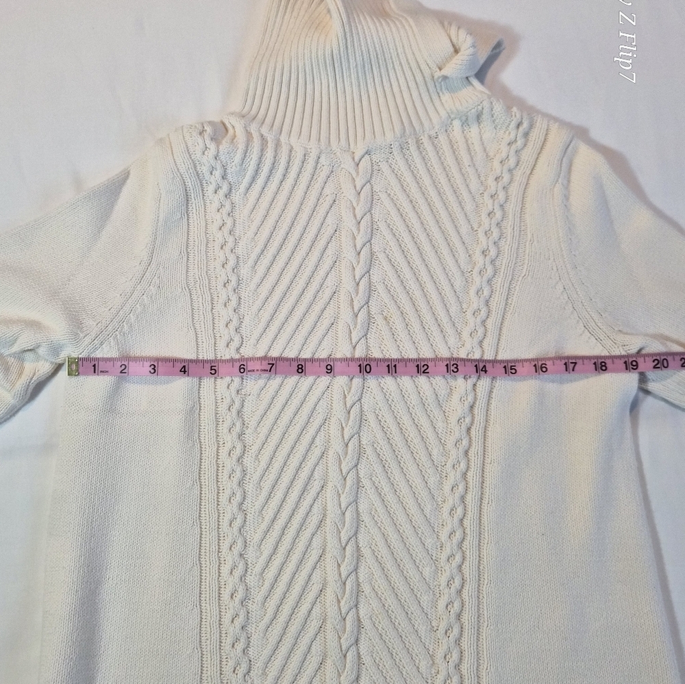 Talbot's Cream Cable Knit Turtleneck Sweater 100% Cotton - Picture 7 of 8